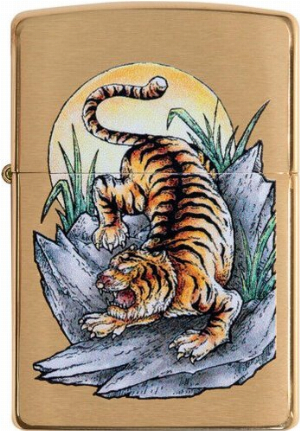 ZIPPO messing gebürstet Tattoo Tiger