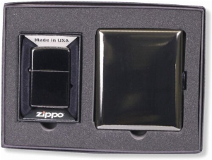 Zippo mit Zigaretten-Etui Set Ebony