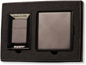 Zippo mit Zigaretten-Etui Set matt schwarz