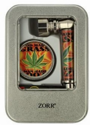 Zorr Pfeifenset Grinder + Pfeife + Ersatzsiebe Nr. 3