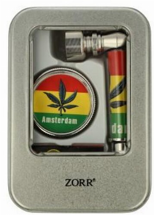 Zorr Pfeifenset Grinder + Pfeife + Ersatzsiebe Nr. 4
