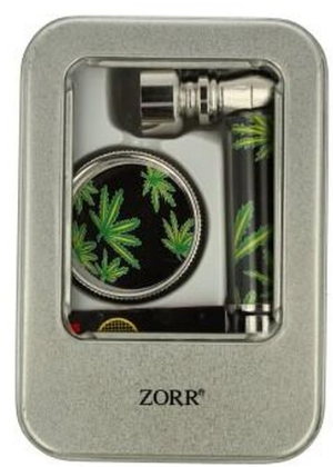 Zorr Pfeifenset Grinder + Pfeife + Ersatzsiebe Nr. 5