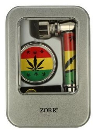 Zorr Pfeifenset Grinder + Pfeife + Ersatzsiebe Nr. 6