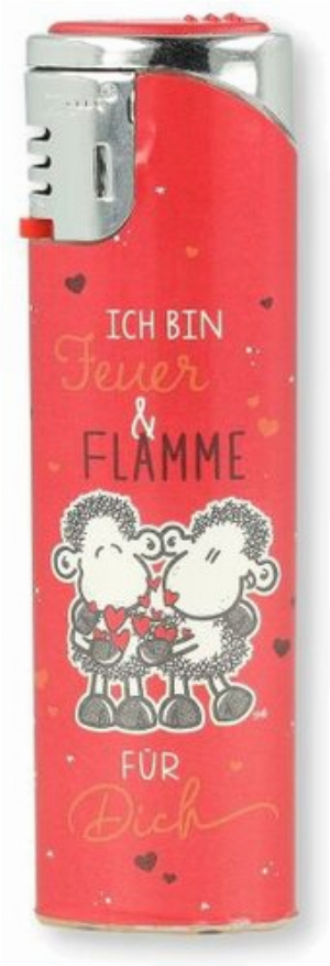 Zorro Sheepworld Heart Ich bin Feuer und Flamme Feuerzeug 4v6