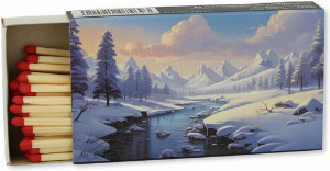 Zündhölzer Winter Fluss und Winterlandschaft 1x45 Stück Nr.5