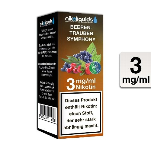 E-Liquid NIKOLIQUIDS Beeren Trauben Symphony 3 mg Nikotin E-Liquid NIKOLIQUIDS Beeren Trauben Symphony 3 mg Nikotin