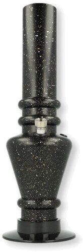 Acryl Bong gesprenkelt Schwarz mit Metallchillum