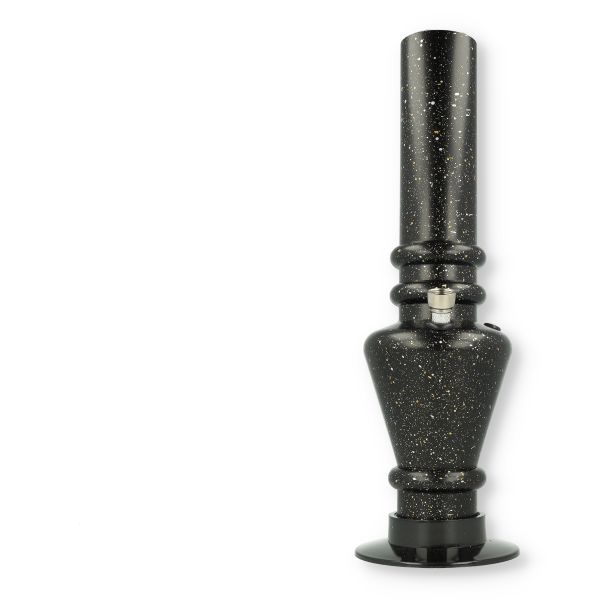 Acryl Bong gesprenkelt Schwarz mit Metallchillum