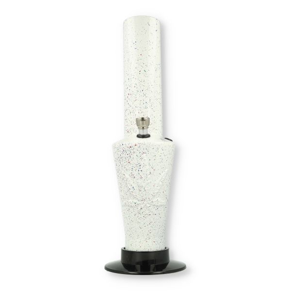 Acryl Bong gesprenkelt Weiß mit Metallchillum