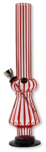 Acryl Bong mit roten Streifen H 26cm