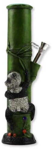 Acryl/Polyresin Bong gerade Panda grün H 26cm
