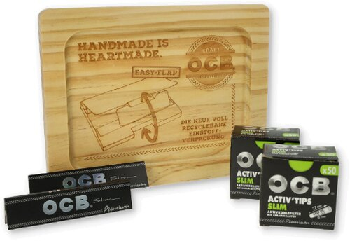 Aktion OCB Stopftablett aus Holz + 2 x Activ Tips 7 mm Slim 50er + 2 x OCB Schwarz Premium Long Slim Zigarettenpapier Aktion OCB Stopftablett aus Holz + 2 x Activ Tips 7 mm Slim 50er + 2 x OCB Schwarz Premium Long Slim Zigarettenpapier