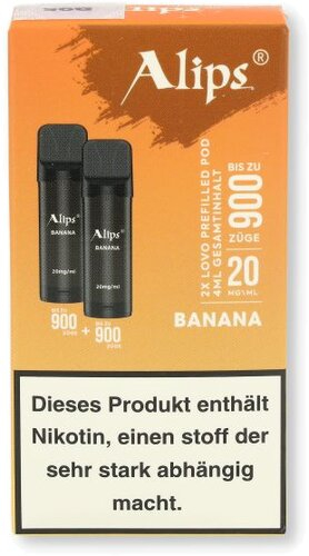 Alips Lovo Banana Prefilled Pods 2x2ml 20mg/ml Alips Lovo Banana Prefilled Pods 2x2ml 20mg/ml