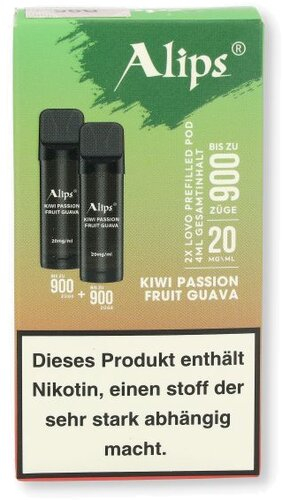 Alips Lovo Kiwi Passion Fruit Guava Prefilled Pods 2x2ml 20mg/ml Alips Lovo Kiwi Passion Fruit Guava Prefilled Pods 2x2ml 20mg/ml