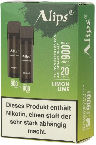 Alips Lovo Limon Lime Prefilled Pods 2x2ml 20mg/ml Alips Lovo Limon Lime Prefilled Pods 2x2ml 20mg/ml