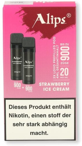 Alips Lovo Strawberry Ice Cream Prefilled Pods 2x2ml 20mg/ml Alips Lovo Strawberry Ice Cream Prefilled Pods 2x2ml 20mg/ml