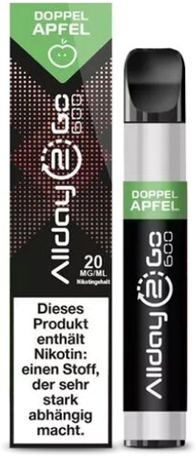 Allday 2 Go Einweg E-Zigarette Nikotinsalz Doppelapfel Aroma 20mg