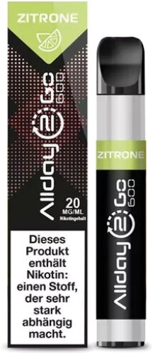 Allday 2 Go Einweg E-Zigarette Nikotinsalz Zitrone Aroma 20mg
