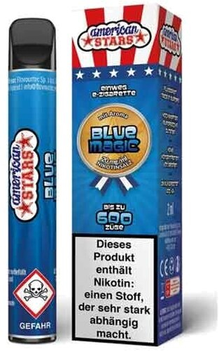 American Stars Einweg E-Zigarette Blue Magic Aroma 20mg American Stars Einweg E-Zigarette Blue Magic Aroma 20mg