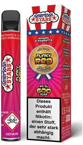 American Stars Einweg E-Zigarette Funky Red Aroma 20mg American Stars Einweg E-Zigarette Funky Red Aroma 20mg