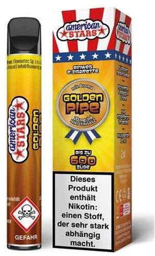 American Stars Einweg E-Zigarette Golden Pipe Aroma 20mg American Stars Einweg E-Zigarette Golden Pipe Aroma 20mg
