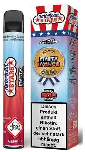 American Stars Einweg E-Zigarette Mysty Lychee Aroma 20mg American Stars Einweg E-Zigarette Mysty Lychee Aroma 20mg