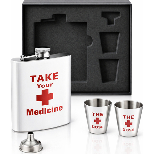 Angelo Flachmann Set Take your medicine 6oz.
