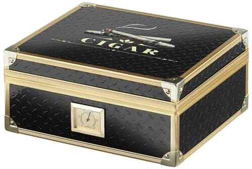 Angelo Humidor mit goldfarbenen Metallrahmen schwarz  Angelo Humidor mit goldfarbenen Metallrahmen schwarz