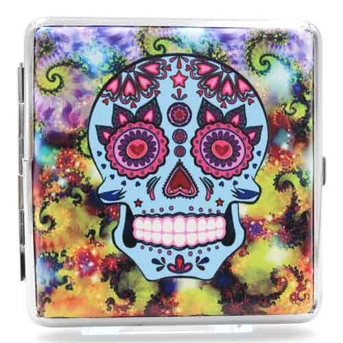 Angelo Zigaretten Etui Mexican Skull 20er Hellblau-Bunt Angelo Zigaretten Etui Mexican Skull 20er Hellblau-Bunt