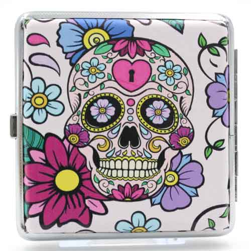 Angelo Zigaretten Etui Mexican Skull 20er Rosa-Blume Angelo Zigaretten Etui Mexican Skull 20er Rosa-Blume