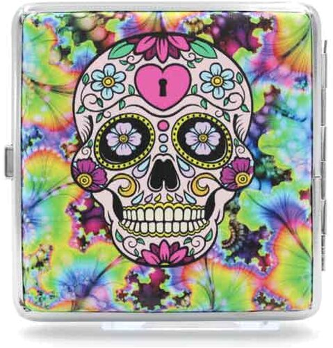  Angelo Zigaretten Etui Mexican Skull 20er Rosa-Bunt