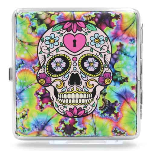 Angelo Zigaretten Etui Mexican Skull 20er Rosa-Bunt Angelo Zigaretten Etui Mexican Skull 20er Rosa-Bunt