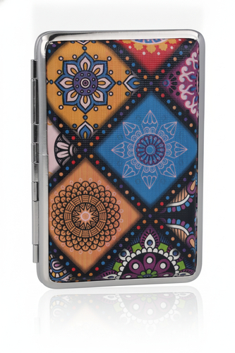 Angelo Zigarettenetui Boho Mandala 4v4 Lila-Blau-Rot