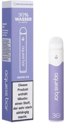 Aquios Bar Grape Ice Einweg E-Zigarette auf Wasser Basis 20mg Aquios Bar Grape Ice Einweg E-Zigarette auf Wasser Basis 20mg