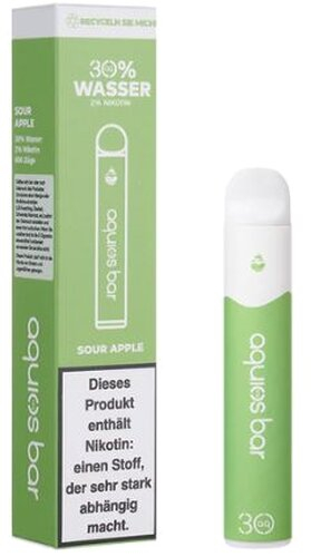 Aquios Bar Sour Apple Einweg E-Zigarette auf Wasser Basis 20mg Aquios Bar Sour Apple Einweg E-Zigarette auf Wasser Basis 20mg