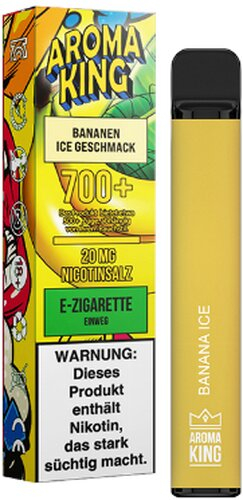 AROMA KING 700+ Bananen-Ice Einweg E-Shisha 20mg Nikotinsalz AROMA KING 700+ Bananen-Ice Einweg E-Shisha 20mg Nikotinsalz