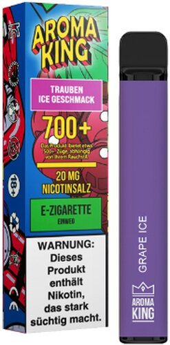 AROMA KING 700+ Trauben-Ice Einweg E-Shisha 20mg Nikotinsalz AROMA KING 700+ Trauben-Ice Einweg E-Shisha 20mg Nikotinsalz