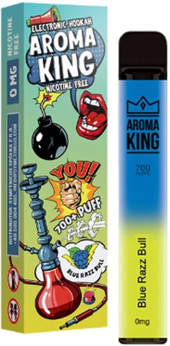 Aroma King Blue Razz Bull Einweg e-Shisha ohne Nikotin ca. 700 Züge
