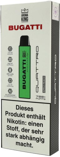 Aroma King Bugatti Quattro Apple Peach Einweg E-Zigarette 20mg Aroma King Bugatti Quattro Apple Peach Einweg E-Zigarette 20mg