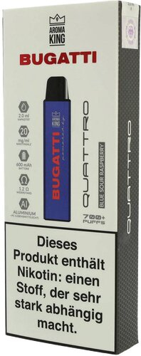 Aroma King Bugatti Quattro Blue Sour Raspberry Einweg E-Zigarette 20mg Aroma King Bugatti Quattro Blue Sour Raspberry Einweg E-Zigarette 20mg