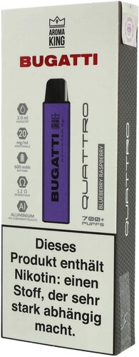 Aroma King Bugatti Quattro Blueberry Raspberry Einweg E-Zigarette 20mg