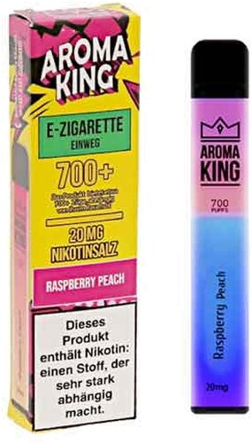 Aroma King Raspberry Peach Einweg e-Shisha ca. 700 Züge 20mg Aroma King Raspberry Peach Einweg e-Shisha ca. 700 Züge 20mg