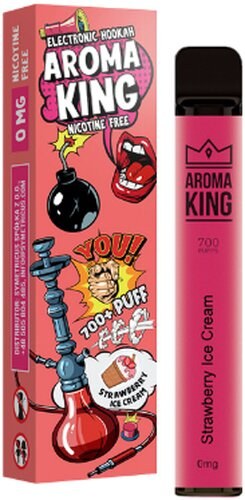 Aroma King Strawberry-Ice-Cream (Erdbeereis) Einweg e-Shisha ohne Nikotin ca. 700 Züge