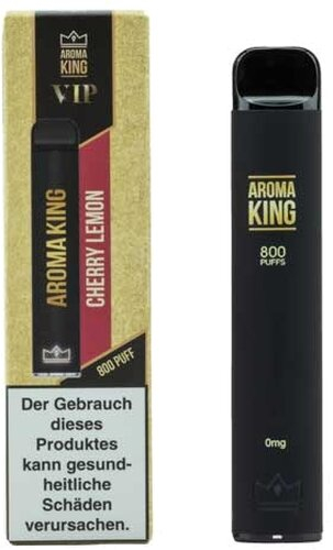 Aroma King VIP Einweg E-Shisha 800 Züge Cherry Lemon ohne Nikotin