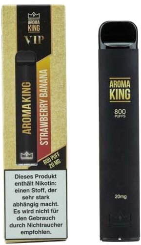 Aroma King VIP Einweg E-Shisha 800 Züge Strawberry Banana 20mg