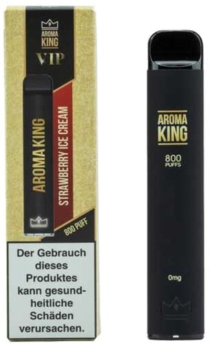 Aroma King VIP Einweg E-Shisha 800 Züge Strawberry Ice Cream ohne Nikotin