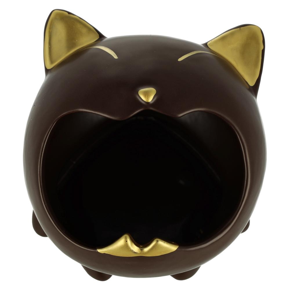 Aschenbecher Katze Braun mit goldfarbenen Ohren Aschenbecher Katze Braun mit goldfarbenen Ohren