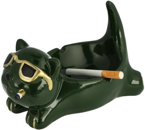 Aschenbecher Keramik Katze Grün Aschenbecher Keramik Katze Grün