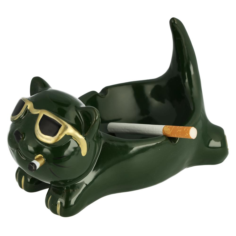 Aschenbecher Keramik Katze Grün Aschenbecher Keramik Katze Grün