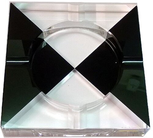 Ascher für Zigaretten Glas Schwarz-Weiß 4 Ablagen Ascher für Zigaretten Glas Schwarz-Weiß 4 Ablagen